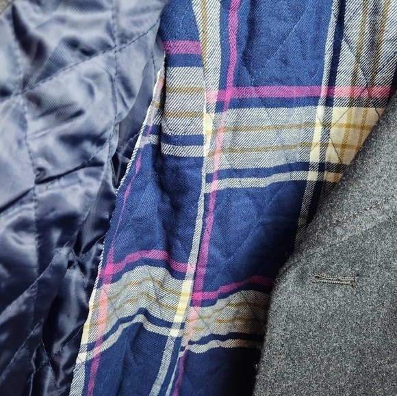 American Eagle Recycled Wool Blend Pea Coat Deadstock Grey Sz L NWT plaid lined - Picture 11 of 13